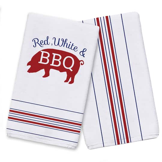 Red, White &#x26; BBQ Tea Towel Set